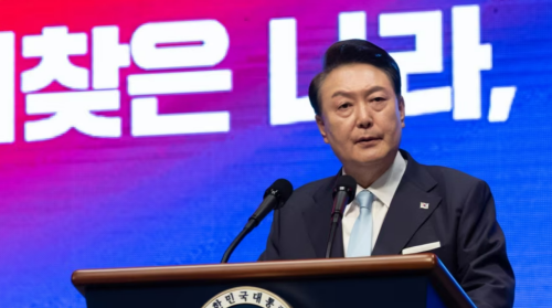 79주년 광복절 경축사를 하고 있는 윤석열 대통령.