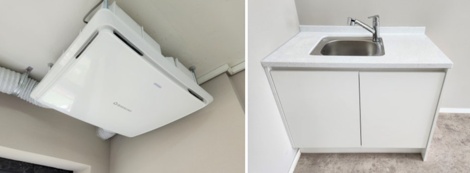 한 분양자는 "회사에서 제공하기로 한 싱크대도 사비로 달았다. 시스템에어컨 또한 제공하기로 했으나 돈이 없다는 이유로 개별 설치 후 돈을 주겠다고 말을 바꿨다"라고 말했다. 현장에서 한 인테리어 업자는 “건물에 설치된 배관 자체가 시스템 에어컨을 연결할 수 없어 배관을 다시 설치하거나 스탠드 에어컨을 설치해야 한다”라며 난감해했다. 