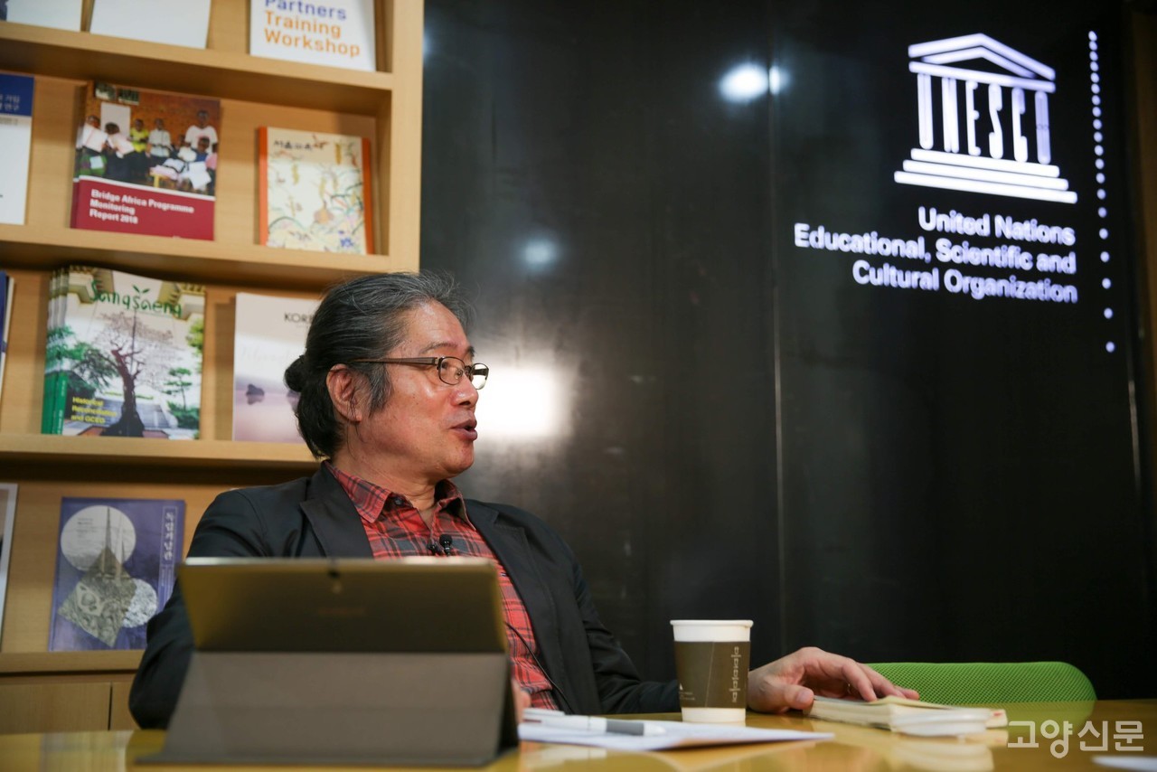 2020년 부천여성청소년재단 이사장 시절. 유네스코뉴스 '한국과 유네스코의 청년활동 70년' 인터뷰 사진