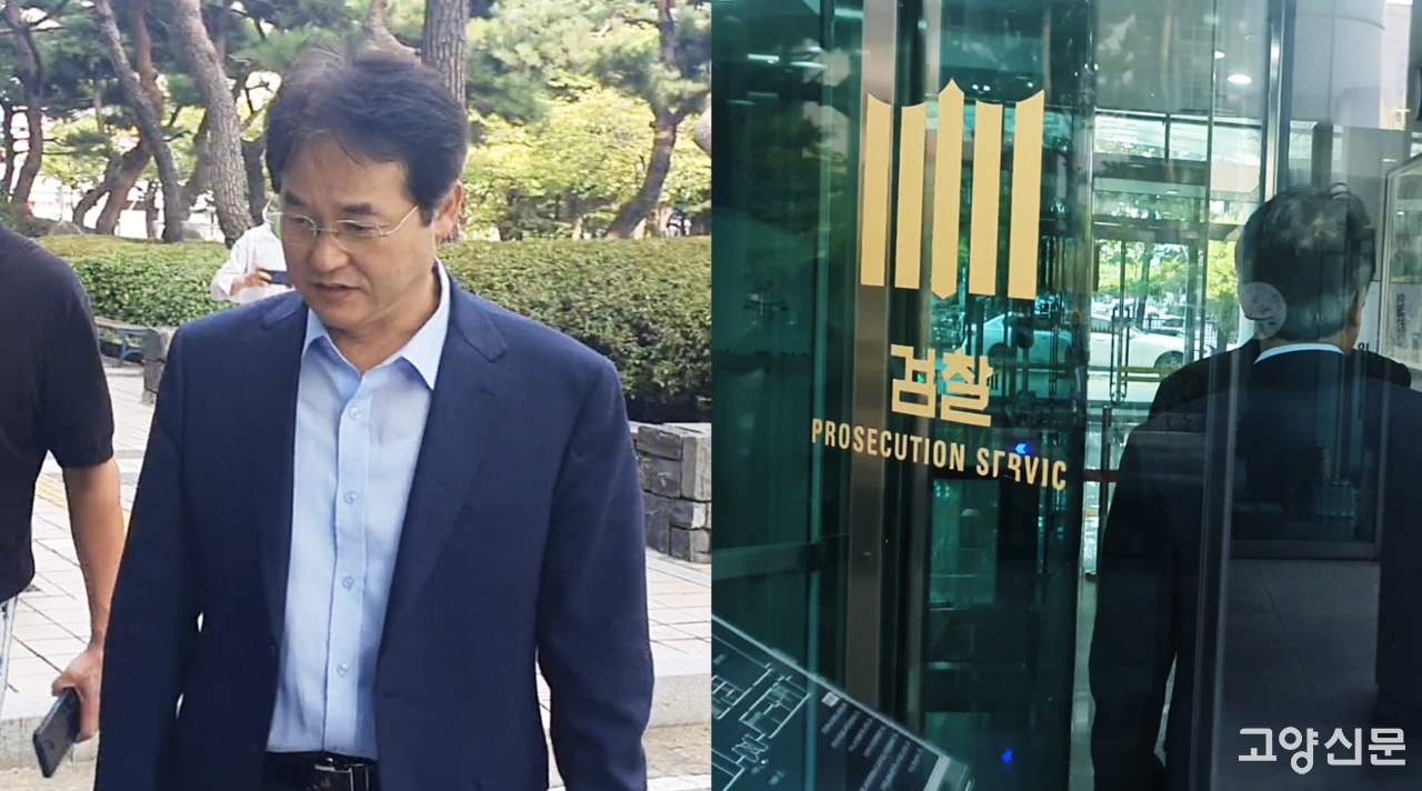 지난 지방선거 당시 이재준 전 시장을 대상으로 한 '허위사실 보도자료 배포사건'과 관련해 3일 이동환 시장이 의정부지검 고양지청에 출두하는 모습.