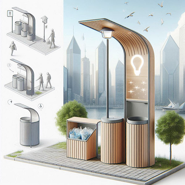 MS Copilot AI를 통해 생성해본 길거리 쓰레기통 디자인 예시 [이미지 출처 = Microsoft Copilot]