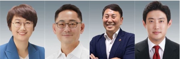 (왼쪽부터) 고은정·김완규·명재성·이상원 도의원.