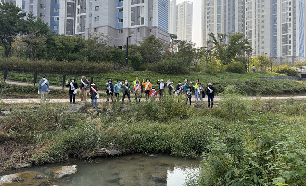 EM흙공던지기를 하는 참여자들.