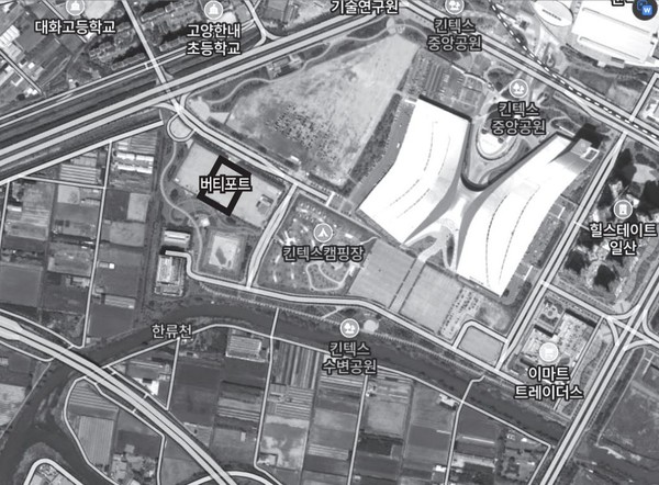 킨텍스 인근 대화동 2707번지에 있는, UAM 전용 기체가 이착률할 버티포트 위치.