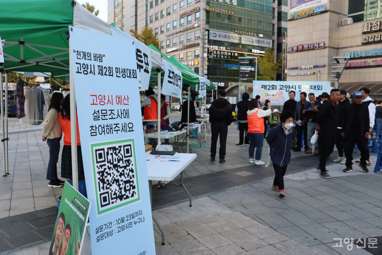 설문조사를 알리는 플랜카드. 