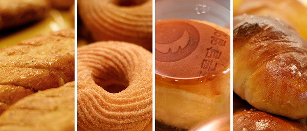 푸른달열엿새 베이커리의 독특한 레시피로 만든 빵들.