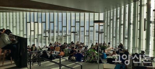 다이크만 도서관 내부. 도서관에서는 핸디크래프트(Handicraft), 손 공작 공예, 뜨개질, 3D-프린팅 강좌부터 종자 나눔 코너까지 세대를 아우르는 시민들의 교류의 장 역할을 하고있다. [이철규 북유럽 특파원]