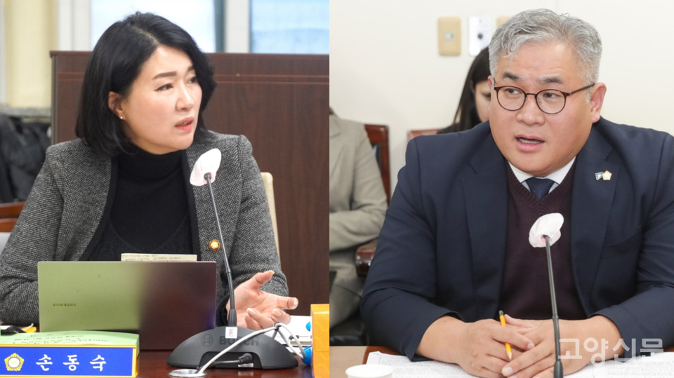 지난 2일 고양시의회 행정사무감사에서 문재호 시의원(오른쪽)은 소각장 광역화를 주민들에게 알려야 한다고 주장했다. 손동숙 의원(왼쪽)은 얼마 남지않은 직매립 금지에 대한 구체적 대책마련을 촉구했다.
