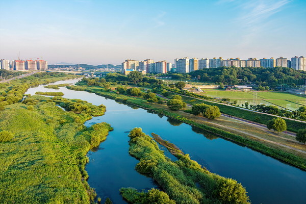 파주 조리읍에서 금촌 방향으로 흐르는 공릉천 풍경. [사진제공=고양예술사진영상클럽]