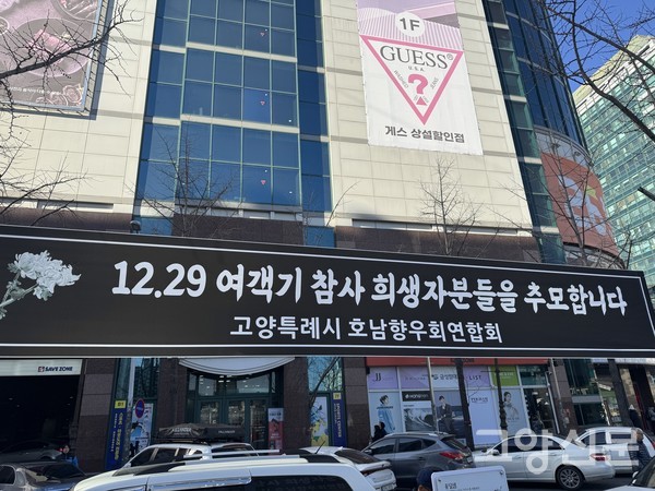 무안국제공항 제주항공 여객기 참사 희생자들을 추모하는 현수막이 고양시 곳곳에 걸렸다.