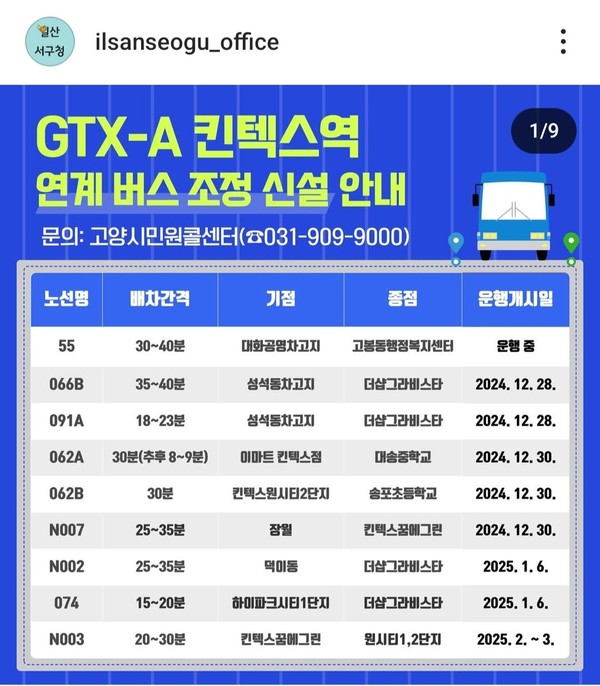 킨텍스역 연계를 위해 최근 신설했거나 신설할 버스 노선.