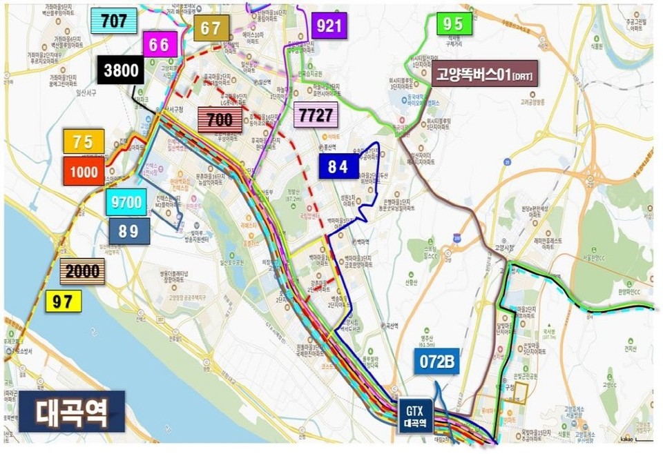 고양시가 발표한 대곡역 연계 버스 노선. [사진제공 = 고양시]