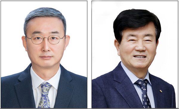 고양누리새마을금고 이사장 선거 기호1번 김동균 후보(왼쪽)와 기호2번 김재진 후보(오른쪽).