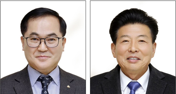  일산새마을금고 이사장 선거 기호1번 황진선 후보(왼쪽)와 기호2번 홍두표 후보(오른쪽).