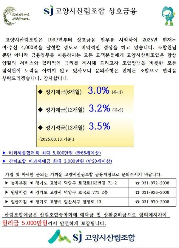 나무시장 개장기념으로 상호금융 행사를 활발하게 열고 있다.