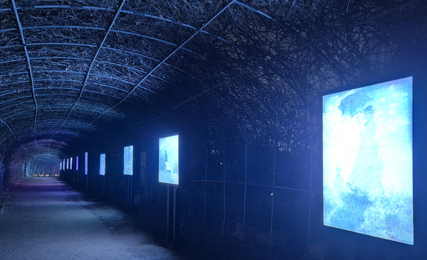  덩굴터널 내 디지털 아트 갤러리.