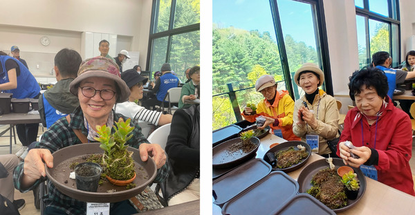 체험 활동을 하는 어르신들.