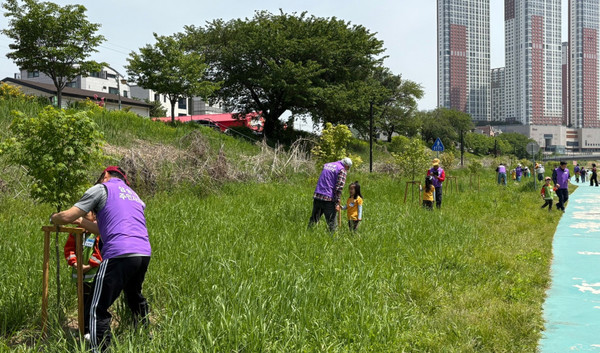 삼송1동 주민자치회가 어린이들과 단풍나무 이름표 달기 진행해 나무 1그루에 이름표 1개씩 달았다. 