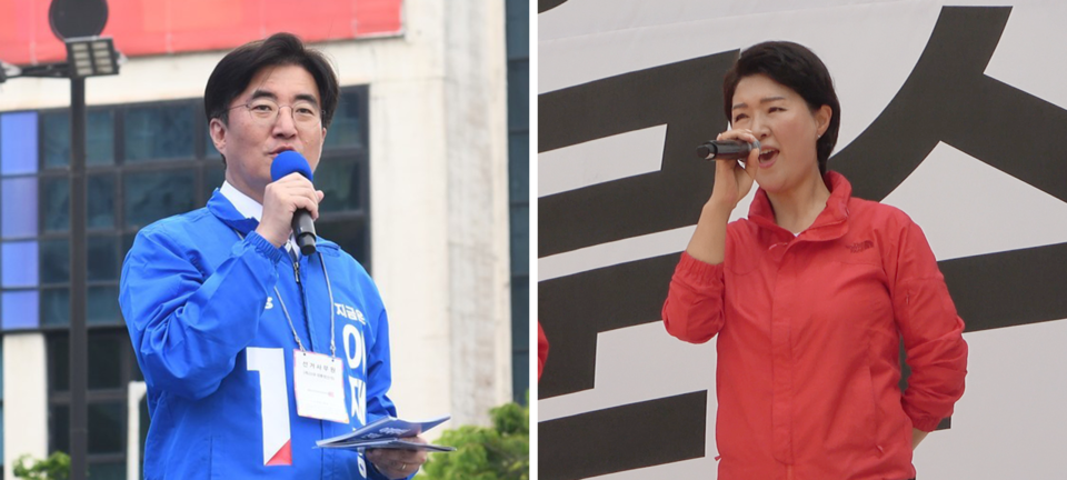 사회를 맡은 더불어민주당 김성회 국회의원 vs 국민의힘 손동숙 고양시의원. 