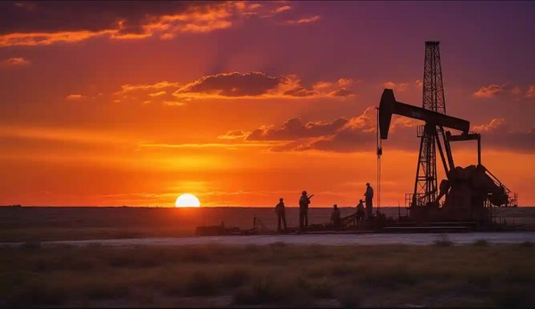 석유시추 현장. 석유 산업이 시작된 1860년대부터 2010년까지 150년 동안 소비된 석유 중 절반 이상이 1980년대 이후 30년간 연소되었다. 이 기간 동안 이산화탄소 수준은 40%가 증가했는데, 그 절반이 1970년대 후반 이후 발생했다.