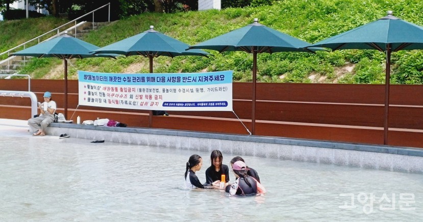 물놀이를 즐기고 있는 아이들.