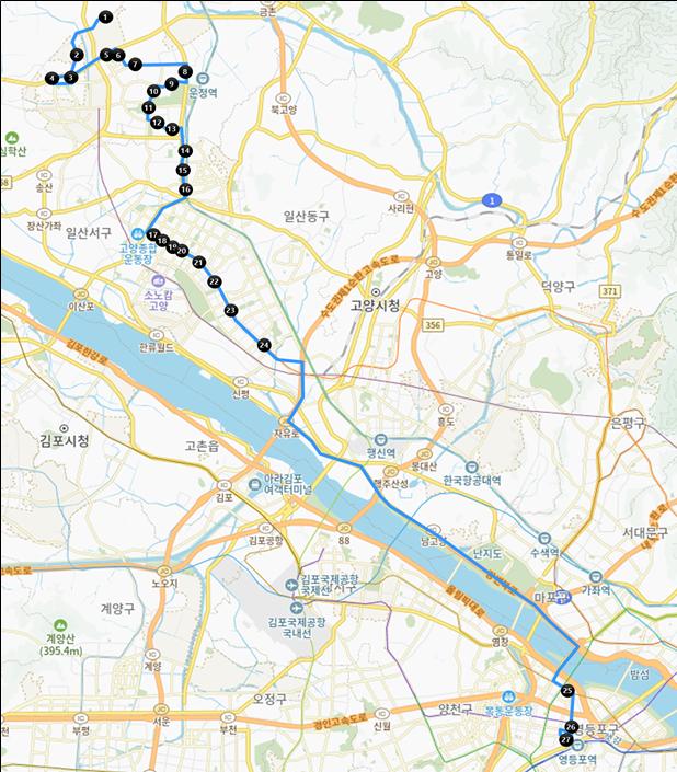 '운송업자 선정을 위한 모집 공고'에 나타난 1500번 노선