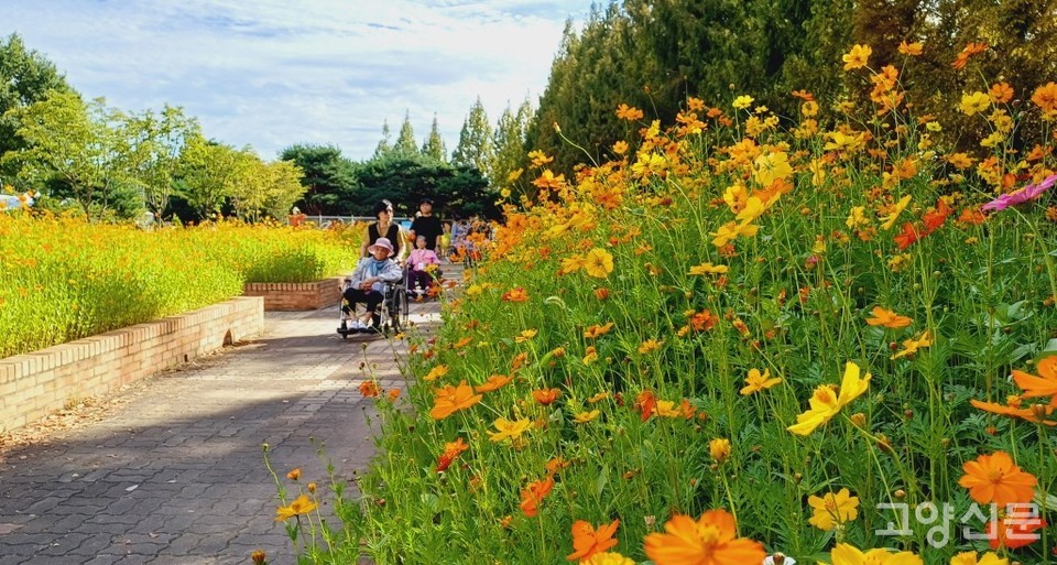 휠체어를 탄 어르신들도 오래간만의 나들이에 환한 미소를 지었다.