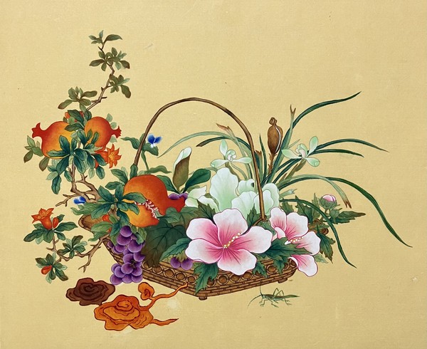 바구니, 40×48cm, 순지 수간분채, 2024