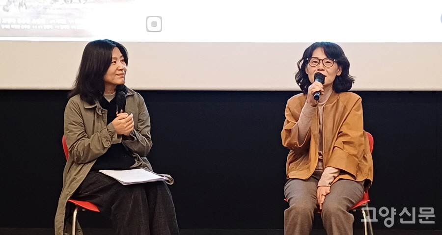 지혜원 감독(오른쪽)과 오영숙 영화평론가.