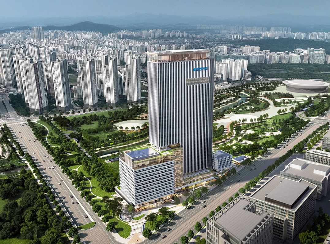 지하 6층~지상 40층 규모로 2029년 10월 준공될 경기고양 기업성장센터 조감도.