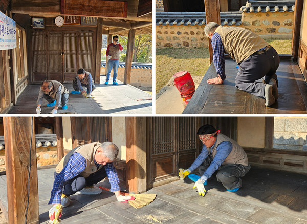 정성스럽게 콩댐 작업을 하는 참여자들. 