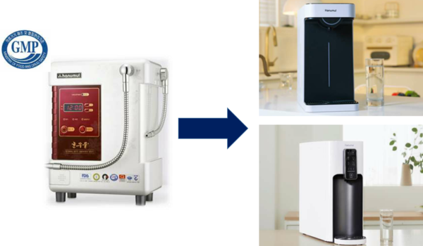 물의 본질에만 집중했던 기존 디자인(왼쪽)에서, 2세 경영인 강우람 대표는 취임 후 현대적 감각을 더한 디자인(오른쪽) 혁신을 주도했다.