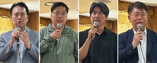 날카로운 추가 질문을 던진 김용호 위시티입주자대표회의연합회 회장, 여계은 고양은평선지하철연장추진모임 사무국장, 윤종현 고양도시철도추진연합 위원장, 강순모 식사동데이터센터반대 비상대책위원장. 박상준 객원기자