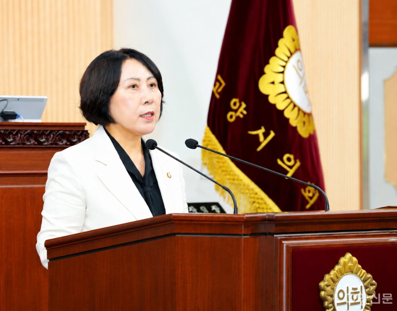 고덕희 시의원이 17일 임시회에서 5분발언을 하고 있다.
