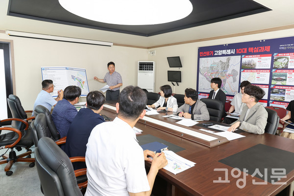 민선 8기 고양특례시 핵심 과제 점검 및 지역 주요 현안 관련 회의 진행 모습.