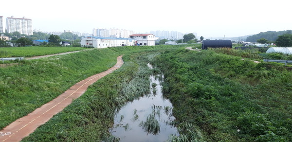산황동 앞을 흐르는 도촌천. 사진 유경종 기자