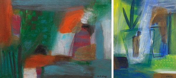 (왼쪽)빛(light), 45.5×65.2cm, Mixed media on canvas   (오른쪽)기쁨, 91x72.7cm, Mixed media on canvas, 2025