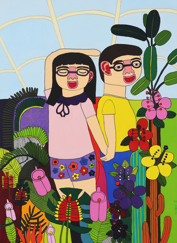 최명은 '오빠 키재볼까' 2026 캔버스에 아크릴 72.7x60.6cm