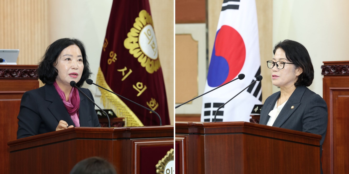 (왼쪽부터)오영숙 국민의힘 시의원, 김보경 더불어민주당 시의원