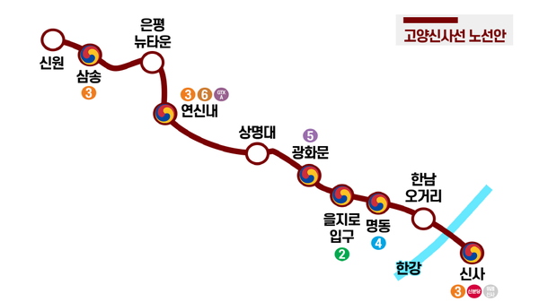 고양신사선 노선안. 디자인 최해성 